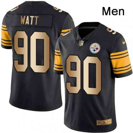 Mens Nike Pittsburgh Steelers 90 T J Watt Limited BlackGold Rush Vapor Untouchable NFL Jersey